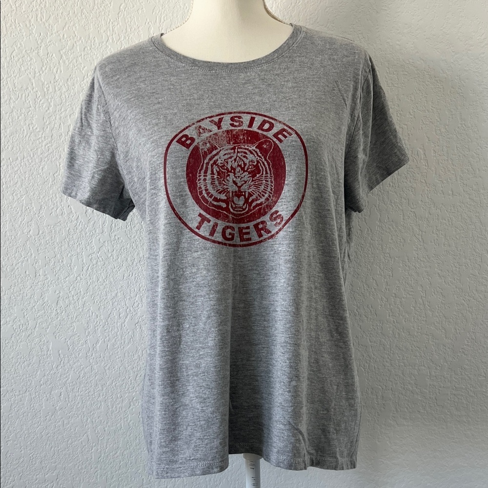 Bayside Tigers Gray Graphic Tee Saved by the Bell Halloween Costume Gildan Large